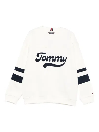 Tommy Hilfiger Junior Kids' Logo-embroidered Sweatshirt In White