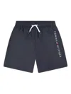 Tommy Hilfiger Junior Logo-embroidered Swim Shorts In Blue