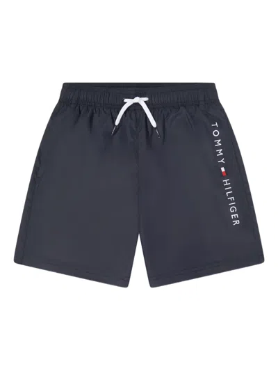 Tommy Hilfiger Junior Kids' Logo-embroidered Swim Shorts In Blue