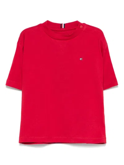 Tommy Hilfiger Junior Babies' Logo-embroidered T-shirt In 红色