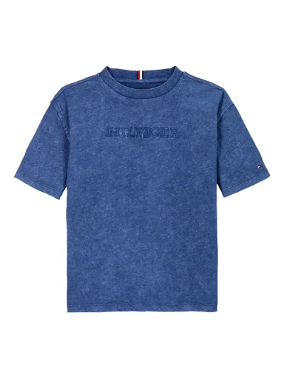 Tommy Hilfiger Junior T-shirt Mit Logo-stickerei In Blue
