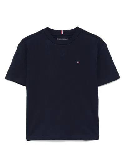 Tommy Hilfiger Junior Kids' Logo-embroidered T-shirt In 蓝色