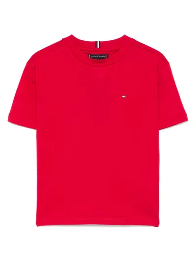 Tommy Hilfiger Junior Kids' Logo-embroidered T-shirt In 红色