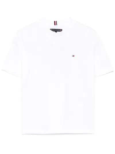 Tommy Hilfiger Junior Kids' Logo-embroidered T-shirt In 白色