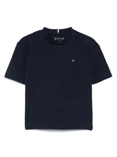 Tommy Hilfiger Junior Babies' Logo-embroidered T-shirt In 蓝色