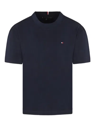 Tommy Hilfiger Junior Kids' Logo-embroidered T-shirt In Blue