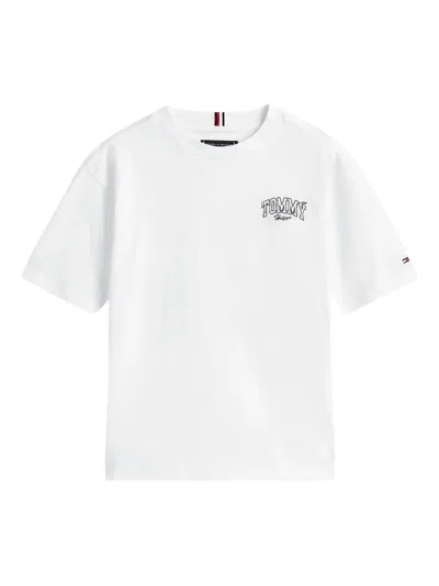 Tommy Hilfiger Junior Kids' Logo-embroidered T-shirt In White