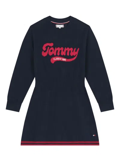 Tommy Hilfiger Junior Kids' Logo Knitted Dress In Blue