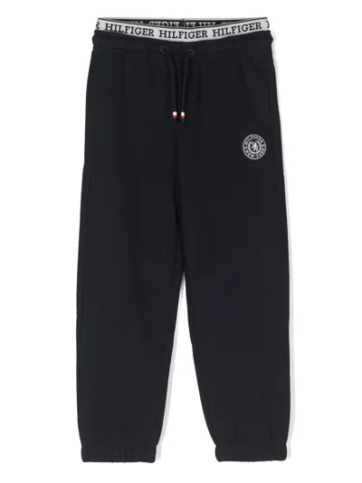 Tommy Hilfiger Junior Kids' Logo-patch Cotton Track Pants In Blue