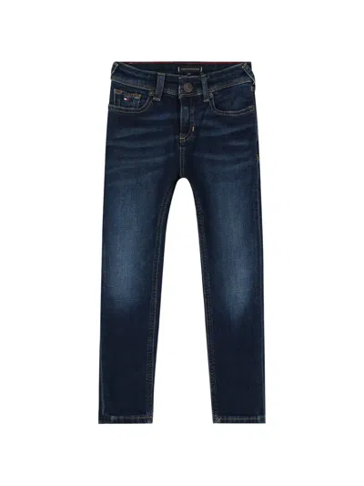 Tommy Hilfiger Junior Kids' Logo-patch Five-pockets Jeans In Blue