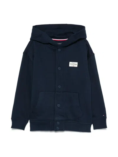Tommy Hilfiger Junior Kids' Logo-patch Hoodie In Blue