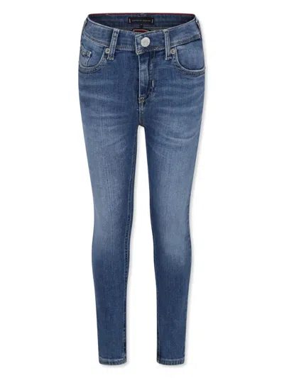 Tommy Hilfiger Junior Kids' Logo-patch Jeans In Blue