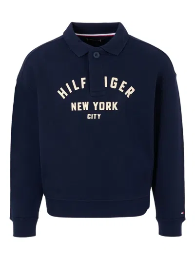 Tommy Hilfiger Junior Kids' Logo-patch Polo Shirt In Blue