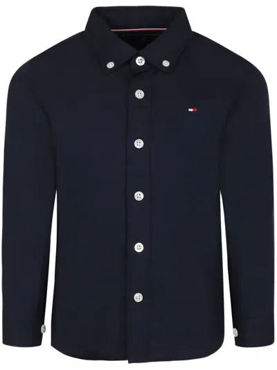 Tommy Hilfiger Junior Kids' Logo-patch Shirt In Blue