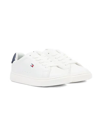 Tommy Hilfiger Junior Kids' Logo-patch Sneakers In White