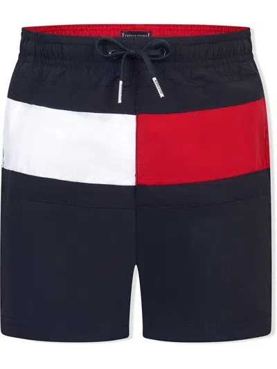 Tommy Hilfiger Junior Kids' Logo-patch Swimming Trunks In Blue