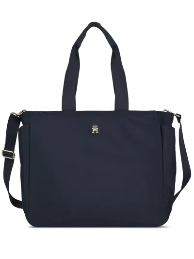 Tommy Hilfiger Junior Logo-plaque Changing Bag In Blue