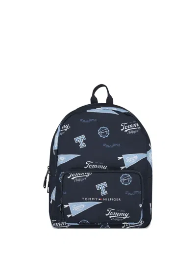 Tommy Hilfiger Junior Kids' Logo-print Backpack In Blue
