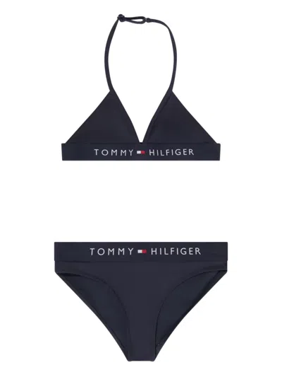 Tommy Hilfiger Junior Kids' Logo-print Bikini In Blue