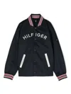 Tommy Hilfiger Junior Logo-print Bomber Jacket In Blue