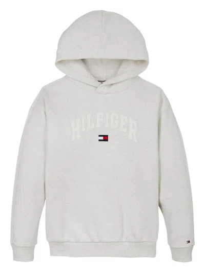 Tommy Hilfiger Junior Kids' Logo-print Cotton-blend Hoodie In Grey