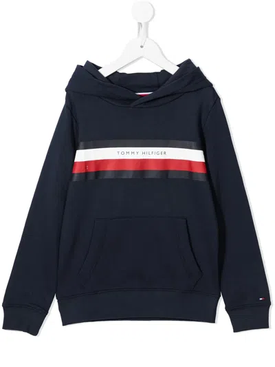 Tommy Hilfiger Junior Kids' Logo-print Cotton Hoodie In Blue