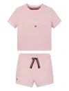 Tommy Hilfiger Junior Logo-print Cotton Short Set In Pink