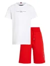 Tommy Hilfiger Junior Logo-print Cotton Shorts Set In Red