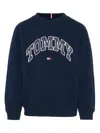 Tommy Hilfiger Junior Logo-print Crew Neck Sweatshirt In Blue