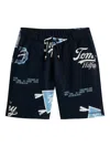 Tommy Hilfiger Junior Logo-print Drawstring Shorts In Blue