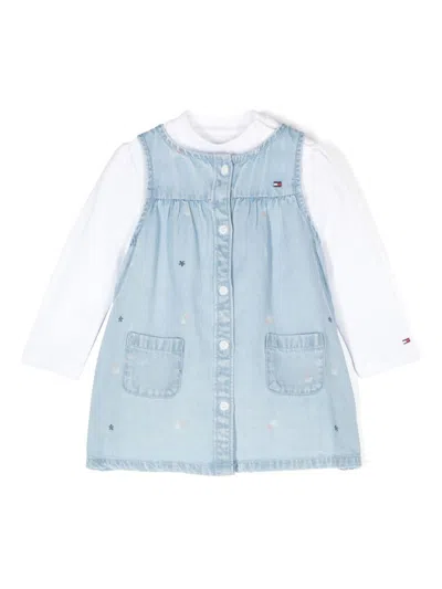Tommy Hilfiger Junior Babies' Logo-print Dress Set In Blue