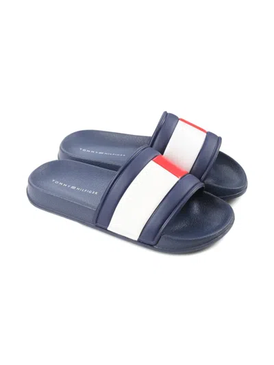 Tommy Hilfiger Junior Logo-print Flip Flops In 蓝色