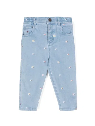 Tommy Hilfiger Junior Babies' Logo-print Jeans In Blue