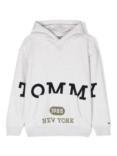 Tommy Hilfiger Junior Kids' Logo-print Jersey Hoodie In Grey