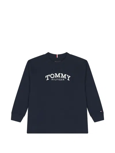 Tommy Hilfiger Junior Kids' Logo-print Long-sleeve Sweatshirt In Blue