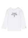 Tommy Hilfiger Junior Logo-print Long-sleeve T-shirt In 白色