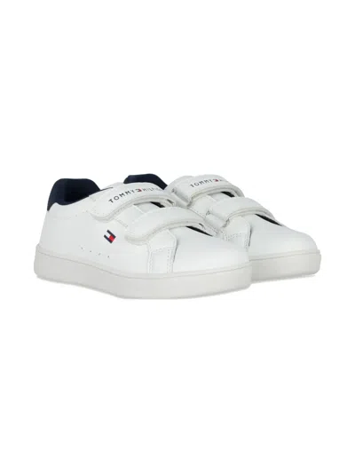 Tommy Hilfiger Junior Kids' Logo-print Sneakers In White