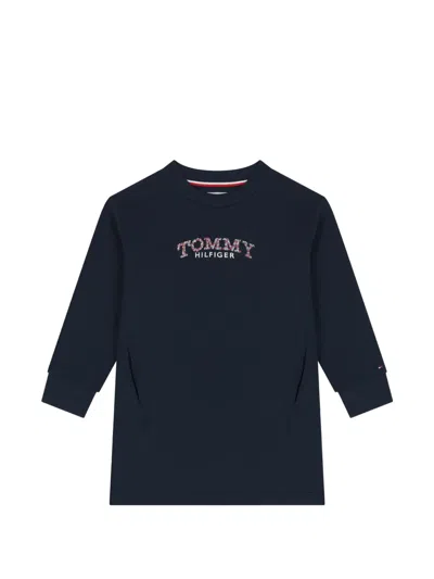 Tommy Hilfiger Junior Kids' Logo-print Sweater Dress In Blue