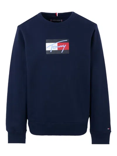 Tommy Hilfiger Junior Kids' Logo-print Sweatshirt In Blue