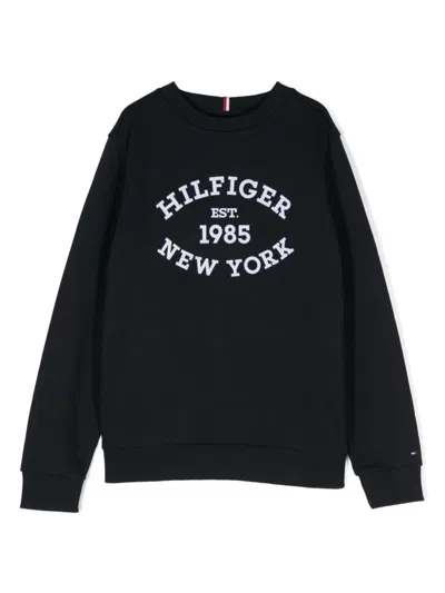 Tommy Hilfiger Junior Kids' Logo-print Sweatshirt In Blue