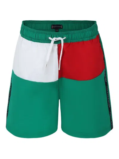 Tommy Hilfiger Junior Kids' Logo-print Swim Shorts In Green