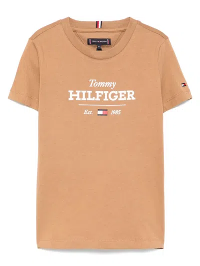 Tommy Hilfiger Junior Kids' Logo-print T-shirt In 褐色