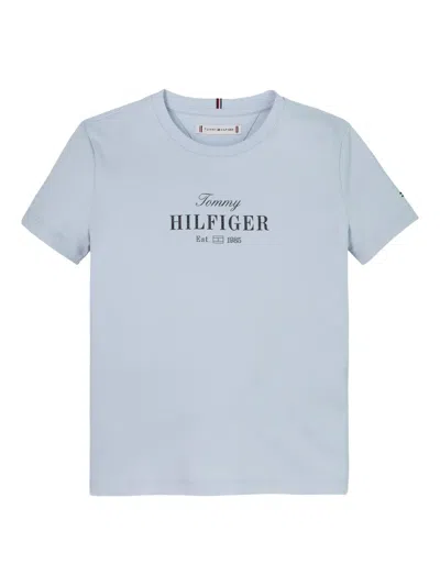 Tommy Hilfiger Junior Kids' Logo-print T-shirt In Blue