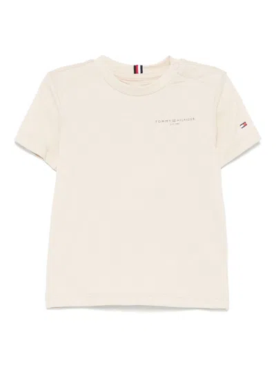 Tommy Hilfiger Junior Babies' Logo-print T-shirt In Neutrals