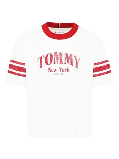 Tommy Hilfiger Junior Kids' Logo-print T-shirt In White