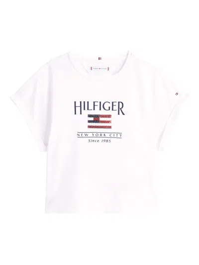 Tommy Hilfiger Junior Kids' Logo-print T-shirt In White
