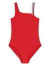 Tommy Hilfiger Junior Logo-strap Swimsuit In Multi