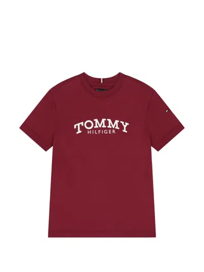 Tommy Hilfiger Junior Kids' Logo T-shirt In Burgundy