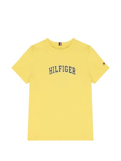Tommy Hilfiger Junior Kids' Logo-detail T-shirt In Yellow