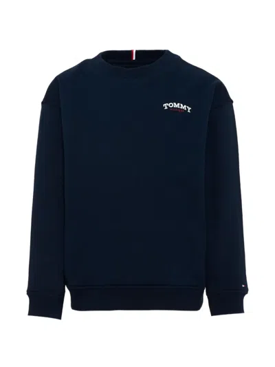 Tommy Hilfiger Junior Kids' Logo-embroidered Crew-neck Sweatshirt In Blue